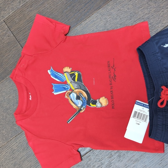 Ralph Lauren 12 month bathing suit and t-shirt - Picture 2 of 3